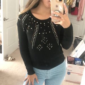 Cable Knit Sweater with Studs